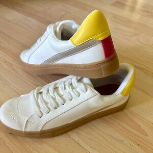 NWOT Universal Thread White Sneakers with Yellow and Pink Details
